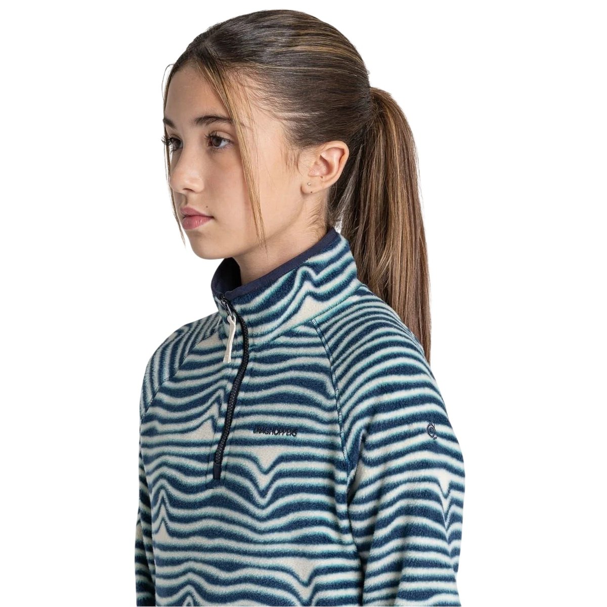 Sweat à col montant zippé motif/style ondulé KAI bleu mer foncé ondulé, CRAGHOPPERS