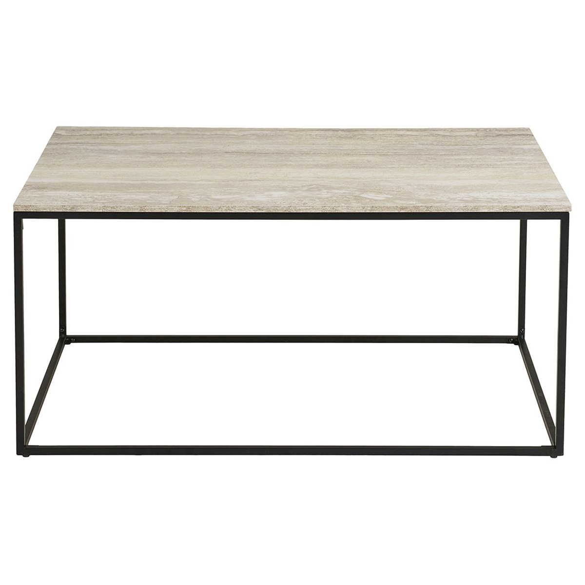 Table basse plateau effet travertin, MAYA beige / noir, BEST MOBILIER