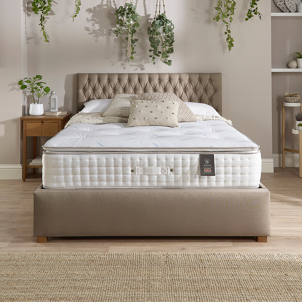 Aspire Luxury 7000 Pocket Climate Cool Natural Wool Pillowtop Mattress white, ASPIRE
