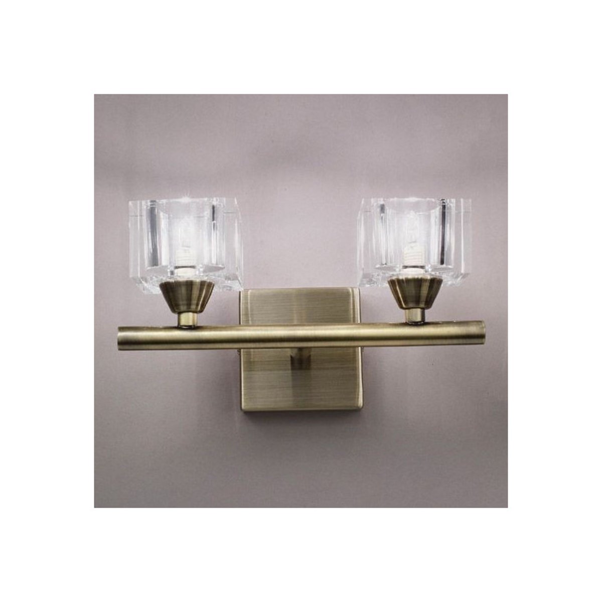 Applique Murale Double laiton bruni et verre Cubic laiton, MILLUMINE