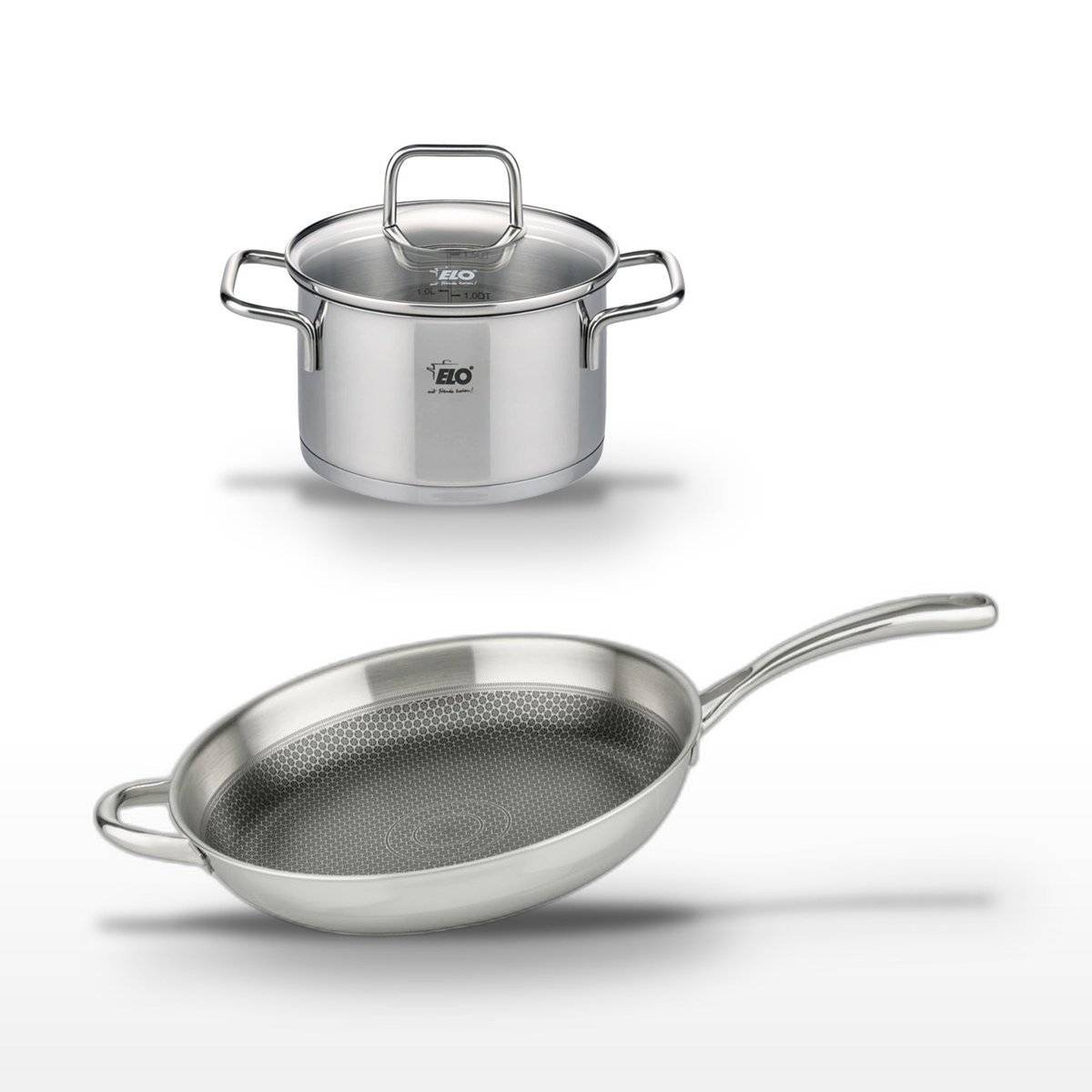Batterie 1 poêle 32cm + 1 faitout 12cm RELIEF EVOLUTION inox, ELO
