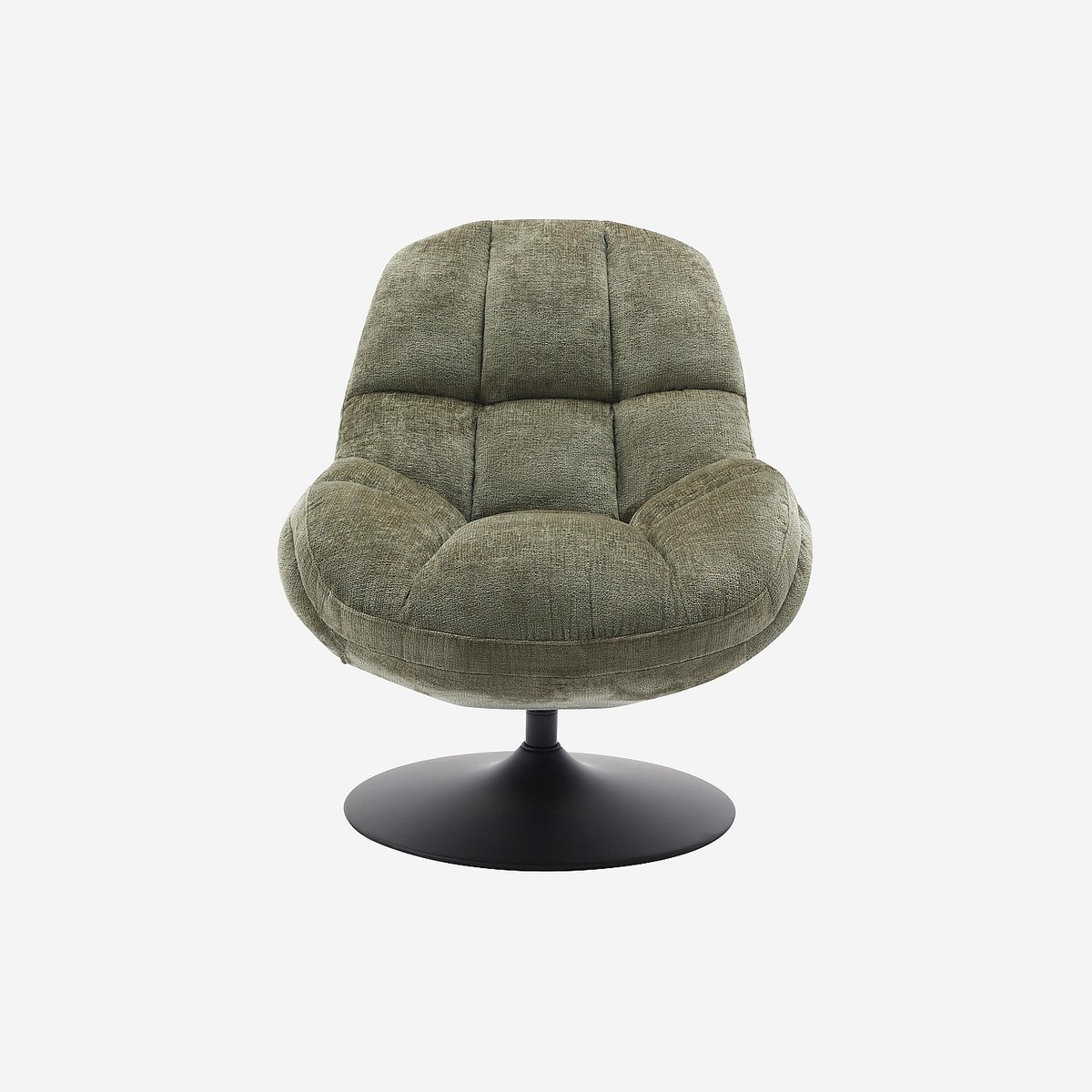 Fauteuil pivotant en tissu chenille et métal mat MOGLIANO kaki, HABITAT