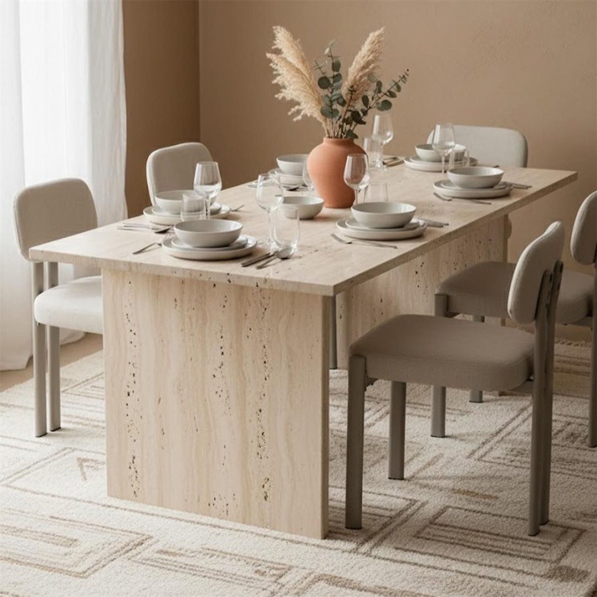 Lot de 2 chaises design en tissu et pieds en métal DUNE beige, TOILINUX