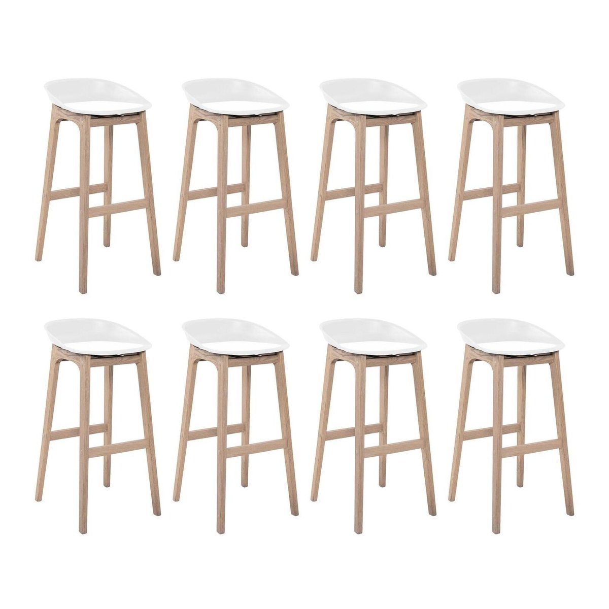 Lot de tabourets de bar en bois 65cm RIVA blanc, MOB IN