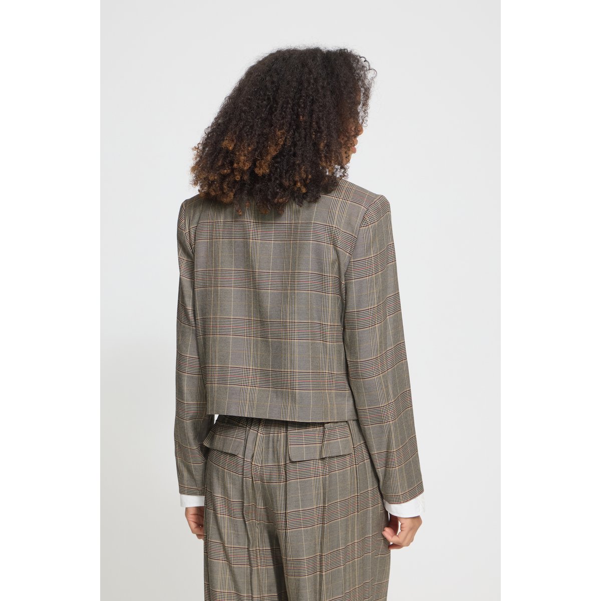 Blazer noir beige black/toasted check, ICHI