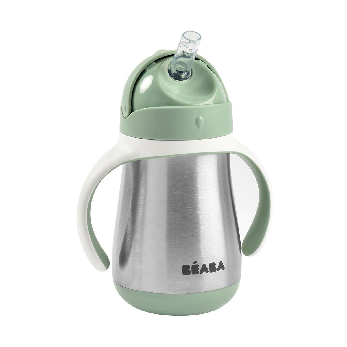 Tasse à paille en inox vert sauge, blanc, BEABA