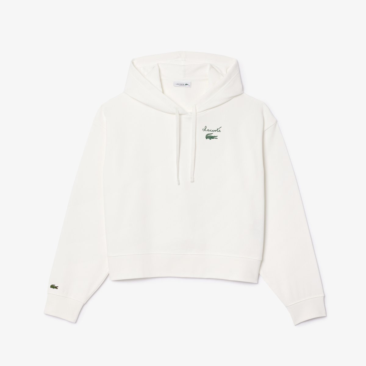 Sweatshirt à capuche molleton siglé blanc-70v, LACOSTE