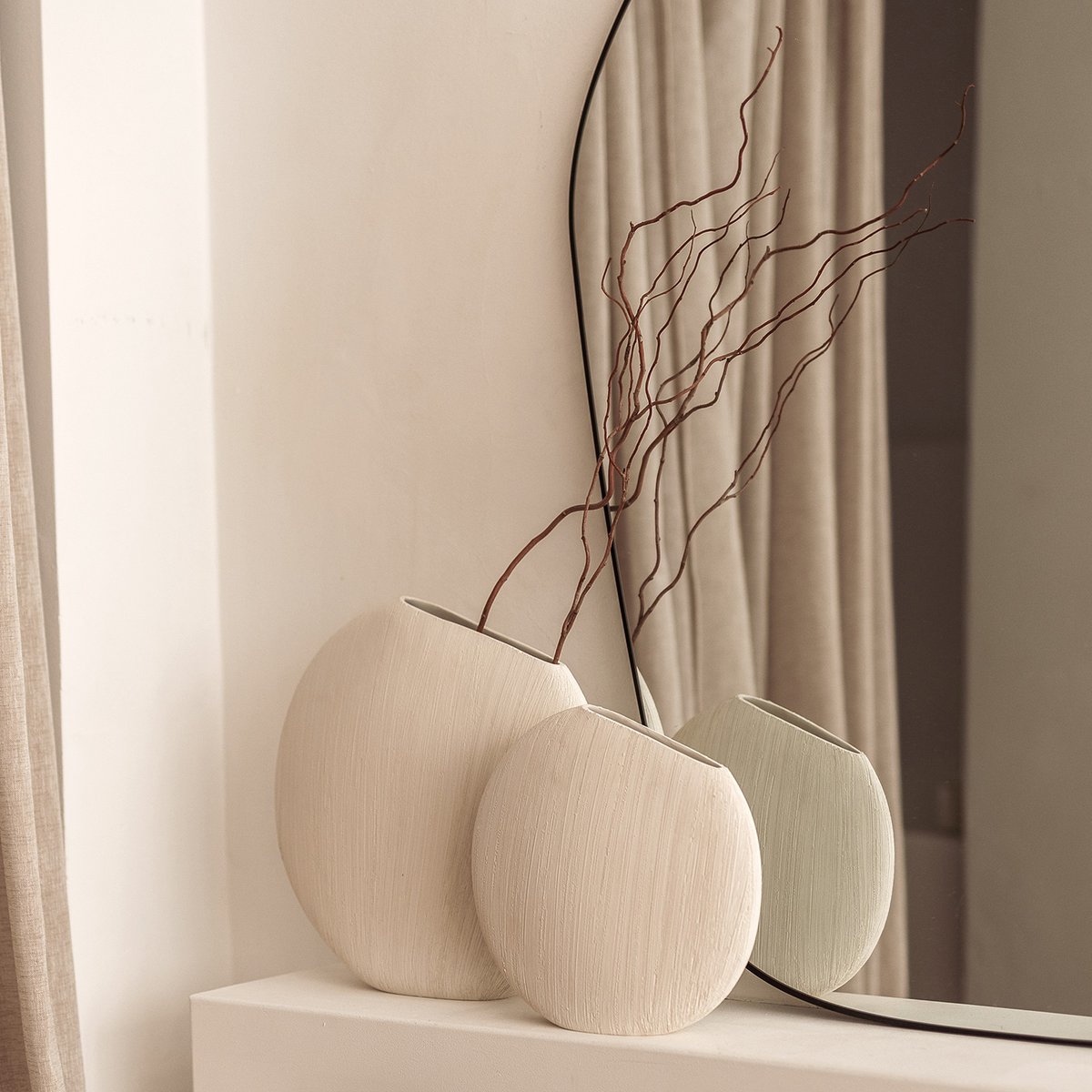 Vase rond 29 cm VICO beige, SP COLLECTION