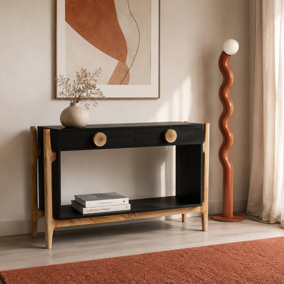 Console en bois de manguier et pieds en acacia IMANI noir, MADE IN MEUBLES