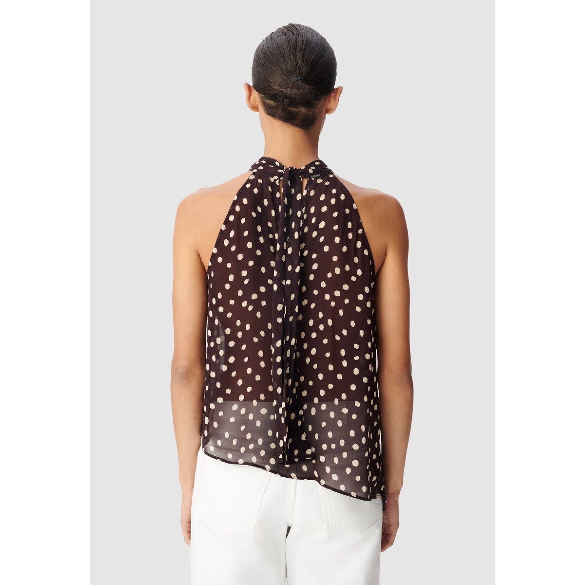 Top fluide asymétrique imprimé pois bleu nuit, IKKS