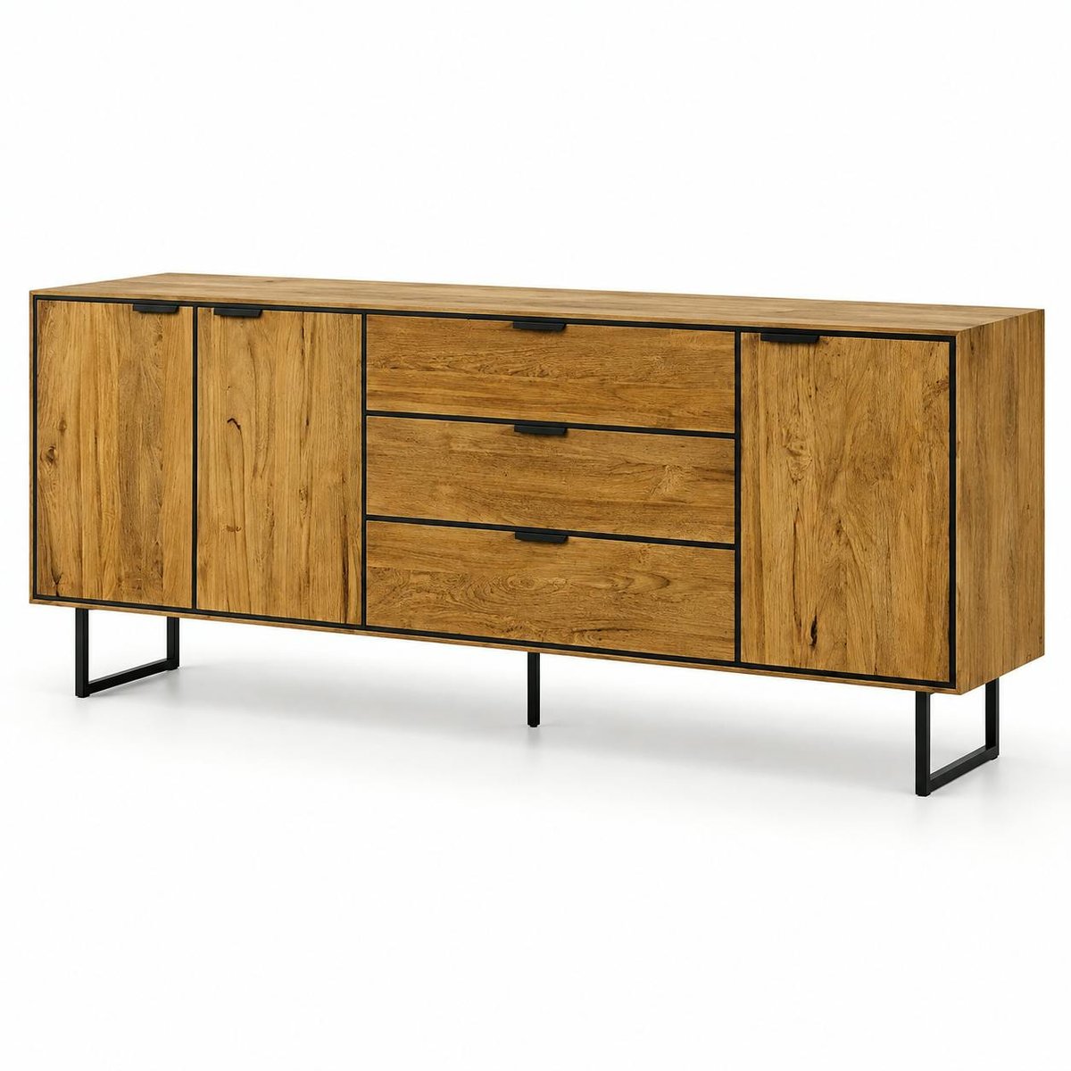 Buffet en teck recyclé 3 portes DEPOK bois naturel, PIER IMPORT