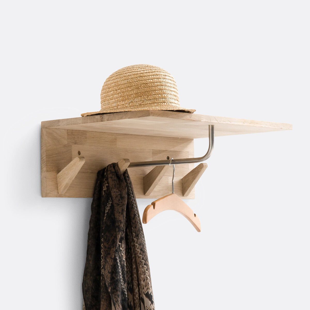 Patère/étagère 4 crochets SLOFIA, chêne clair naturel, LA REDOUTE INTERIEURS