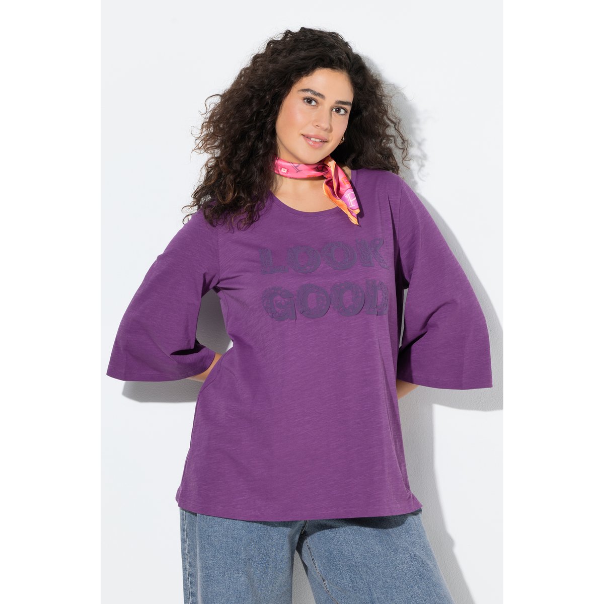T-shirt message Look good aubergine, ULLA POPKEN