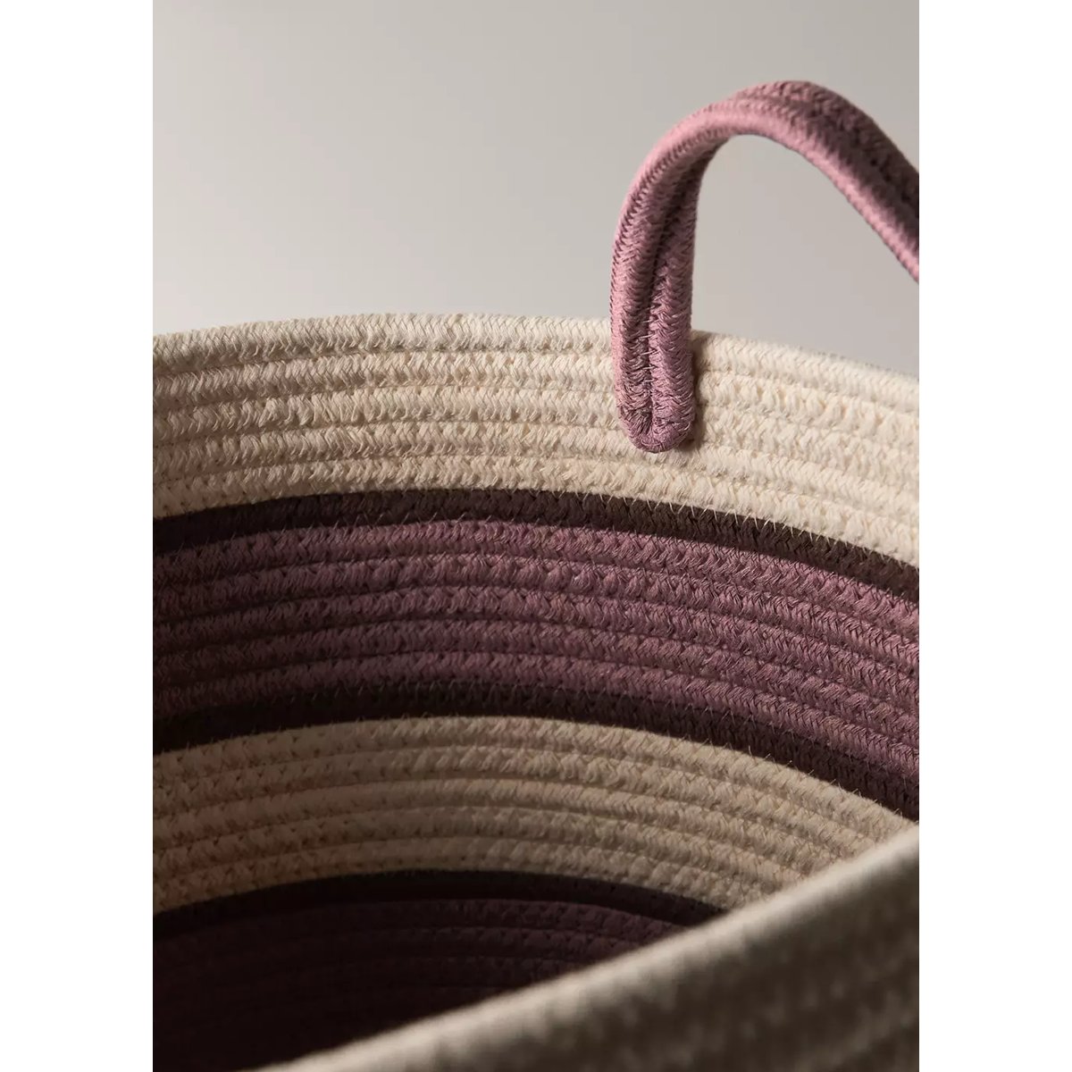 Grand panier en coton rayé rose pastel, MANGO HOME