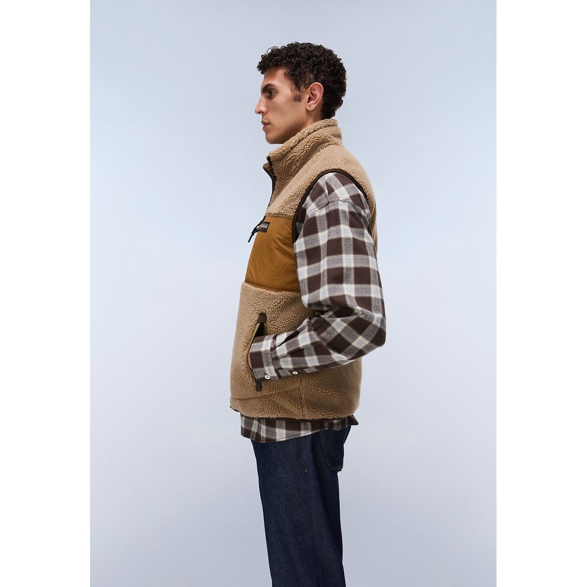 Pile sherpa senza maniche con cerniera, Yupik beige / cammello, NAPAPIJRI