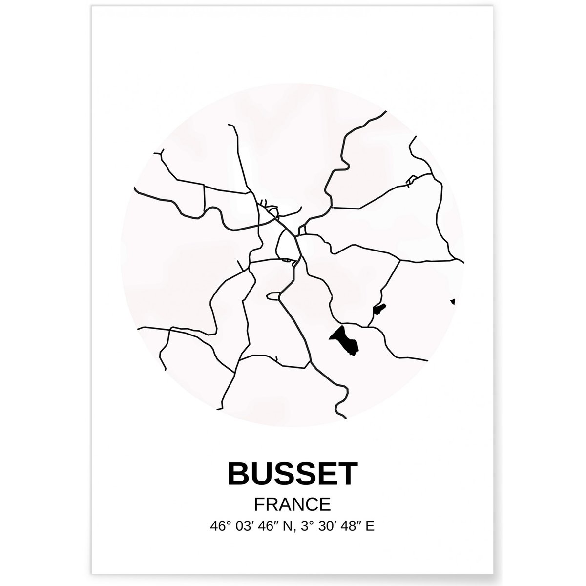 Affiche Carte Busset blanc, L'AFFICHERIE