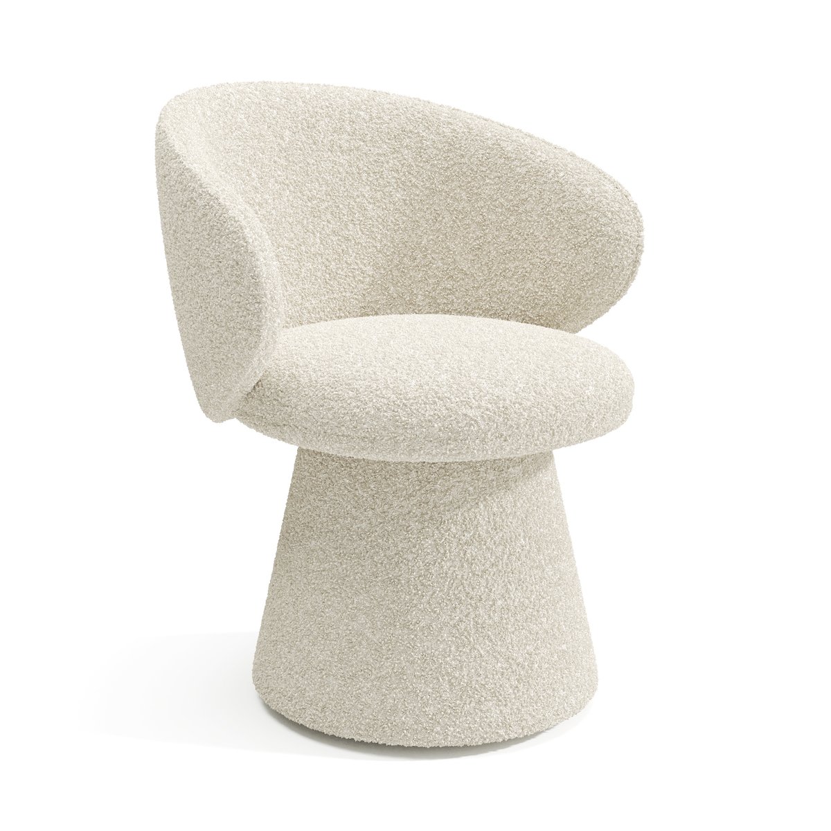 Fauteuil de salon rotatif 180° bouclette crème en tissu bouclette FLARE crème, SIA HOME
