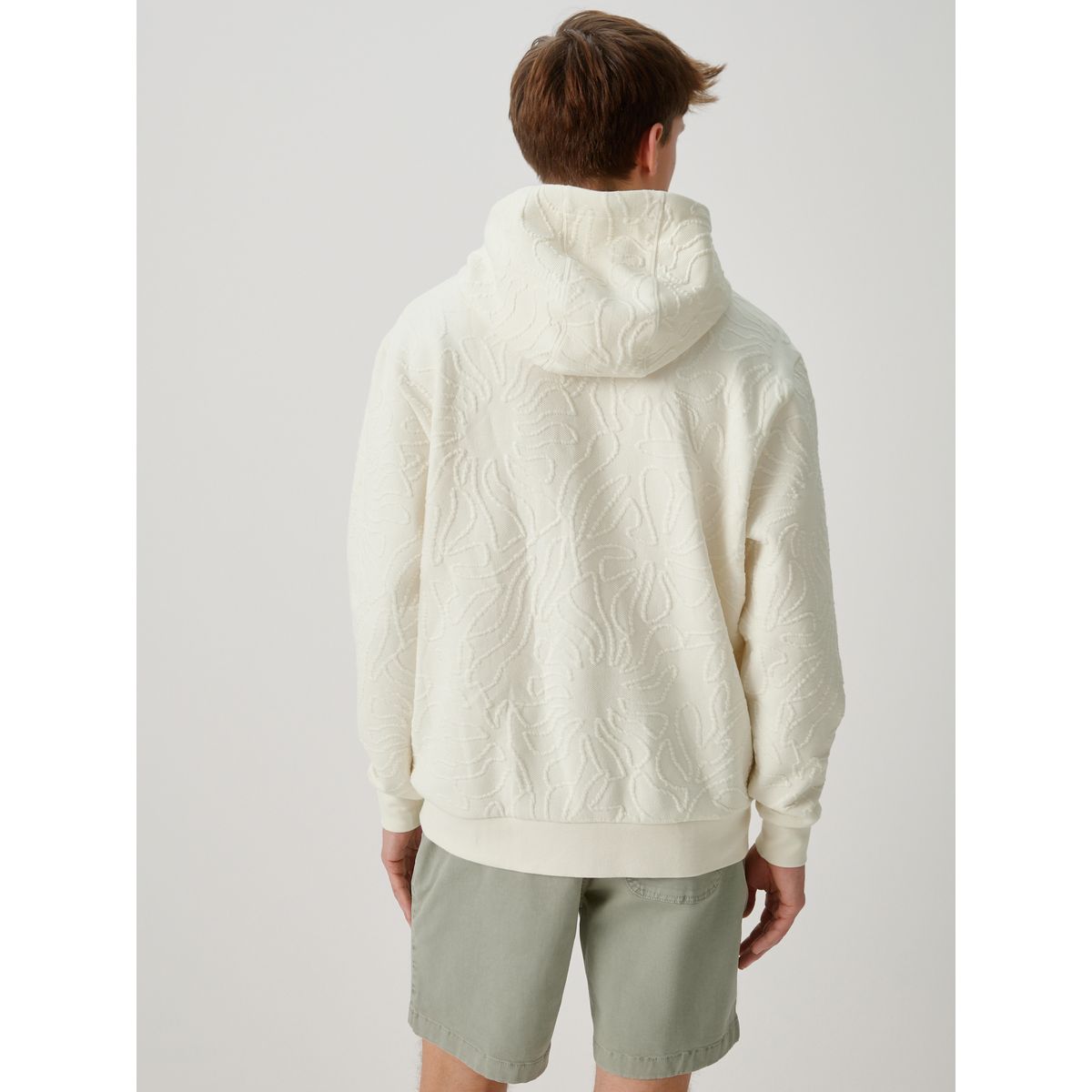 Sweat à capuche léger fleurs texturées blanc écru, NEXT