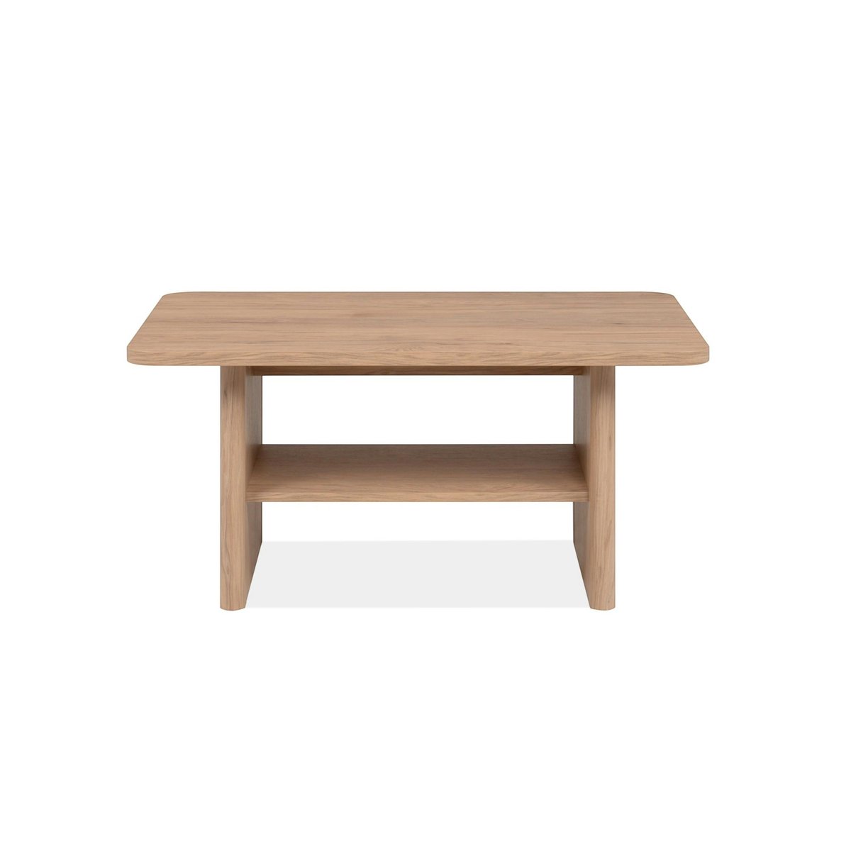 Table basse rectangulaire effet bois à double plateau ALVA bois naturel, PIER IMPORT
