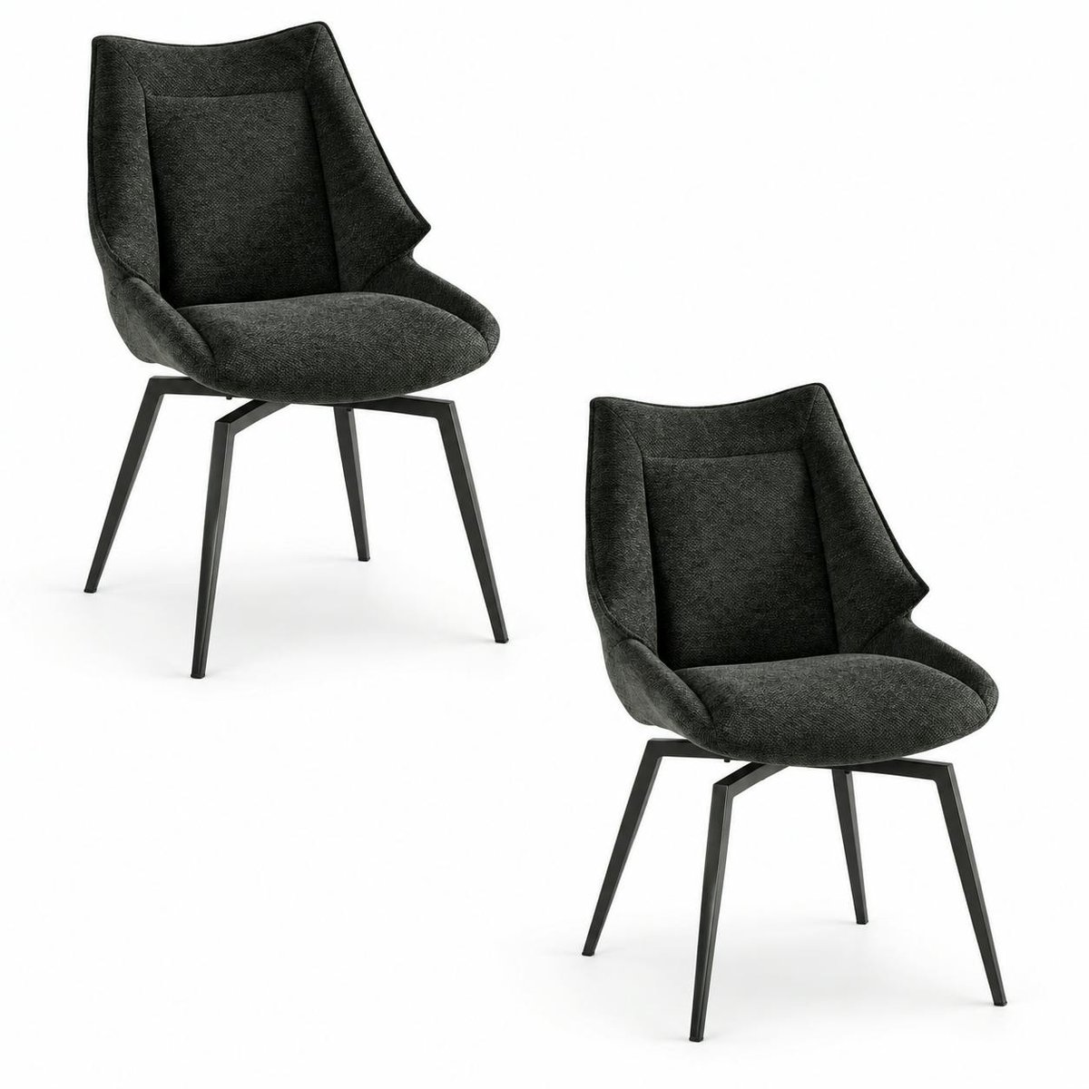 Chaise design tissu microfibre anthracite (lot de 2) IENA anthracite, PIER IMPORT