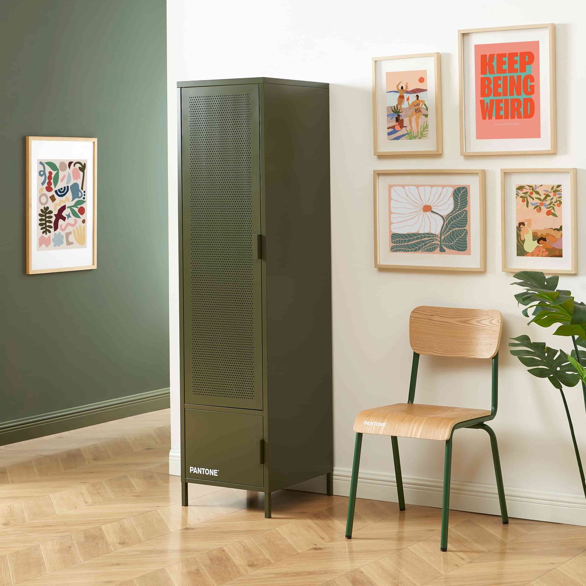 Vestiaire en acier vert olive, PANTONE