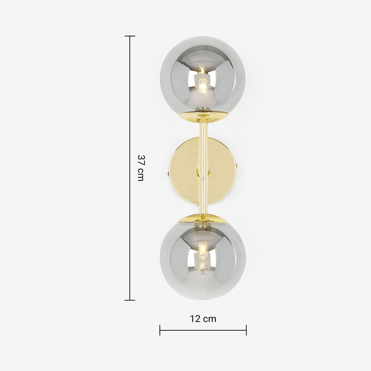 MADE.COM Globe 2-Light Wall Light in Brass smoke grey, MADE