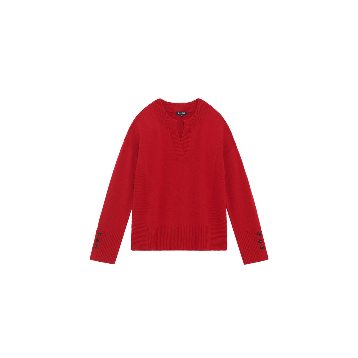 Pull large col tunisien cachemire MLANCELOT rouge, CAROLL