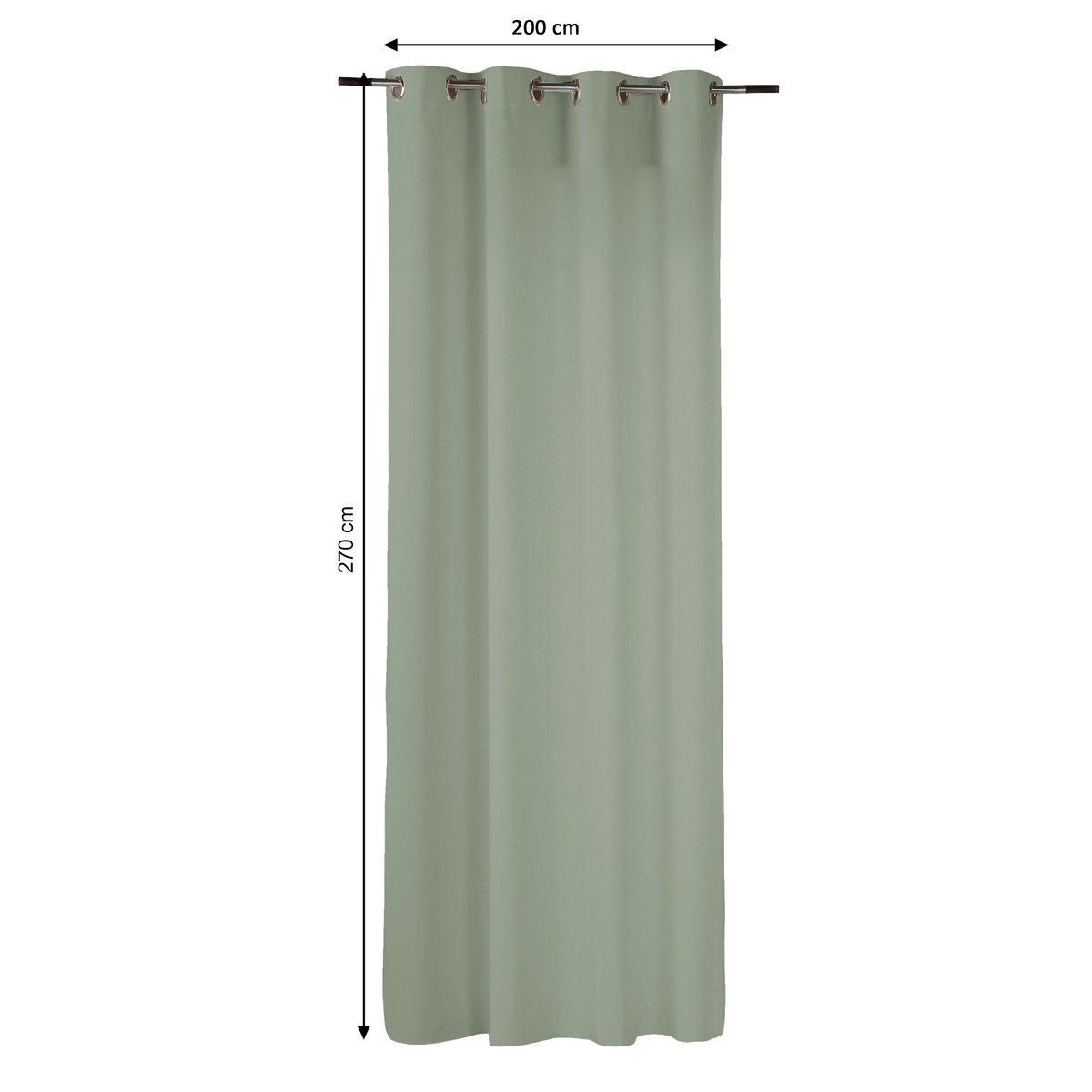 Rideau tamisant en polyester et lin, AYDEN vert foncé, INSPIRE