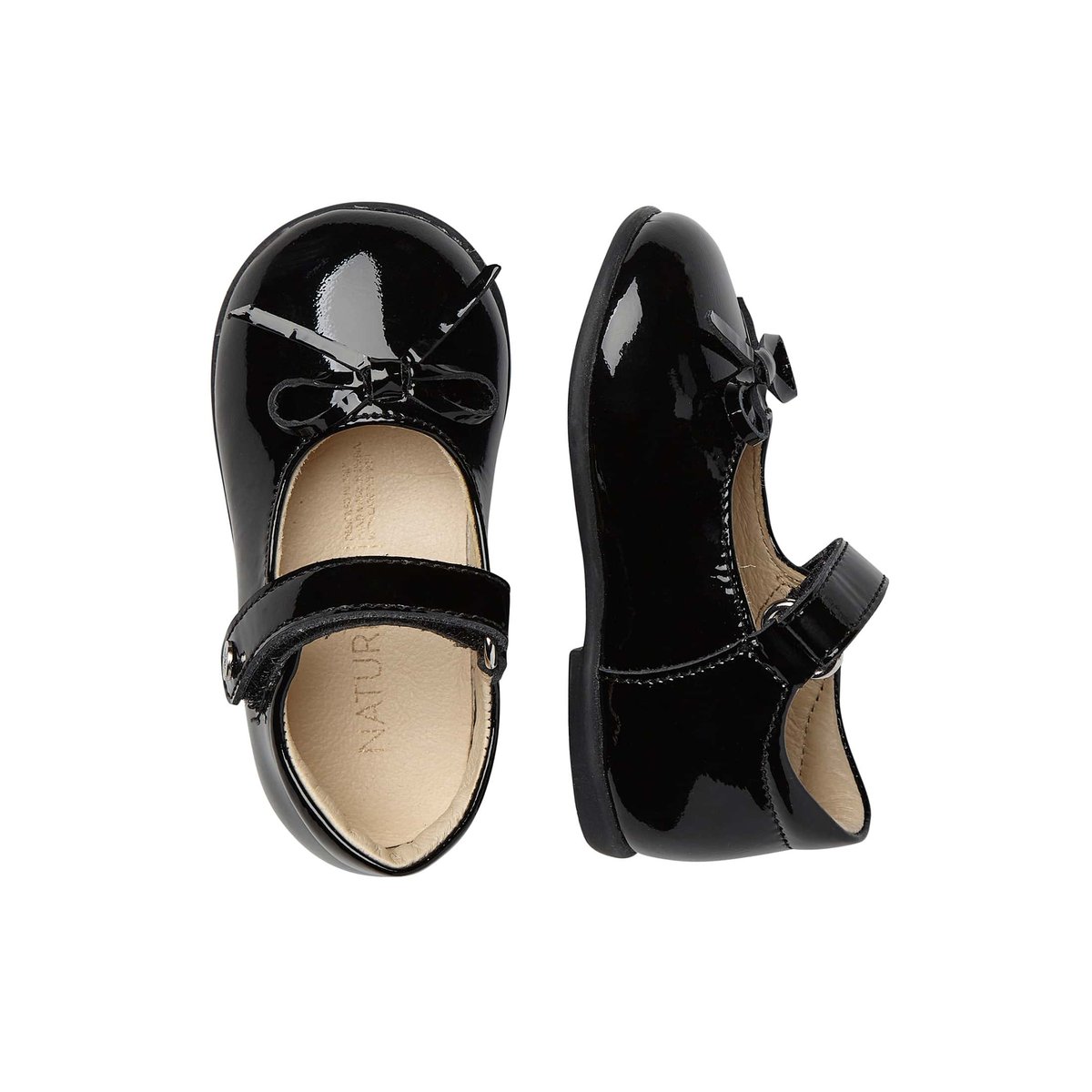 Ballerines en verni avec sangle BALLET noir-beige, NATURINO