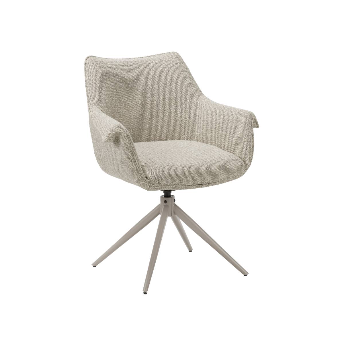 Lot de 2 chaises en tissu FLORINE beige, MADE IN MEUBLES