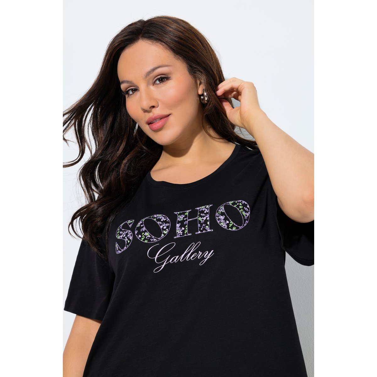 T-shirt avec message noir, ULLA POPKEN