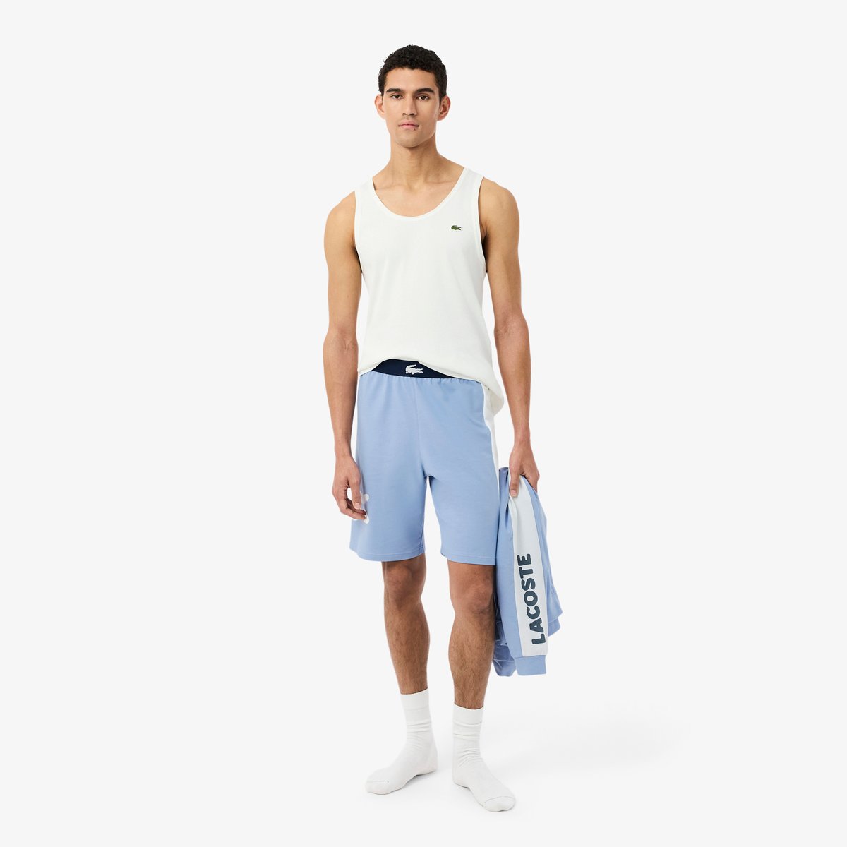 Short d'intérieur straight fit molleton bleu-30y, LACOSTE