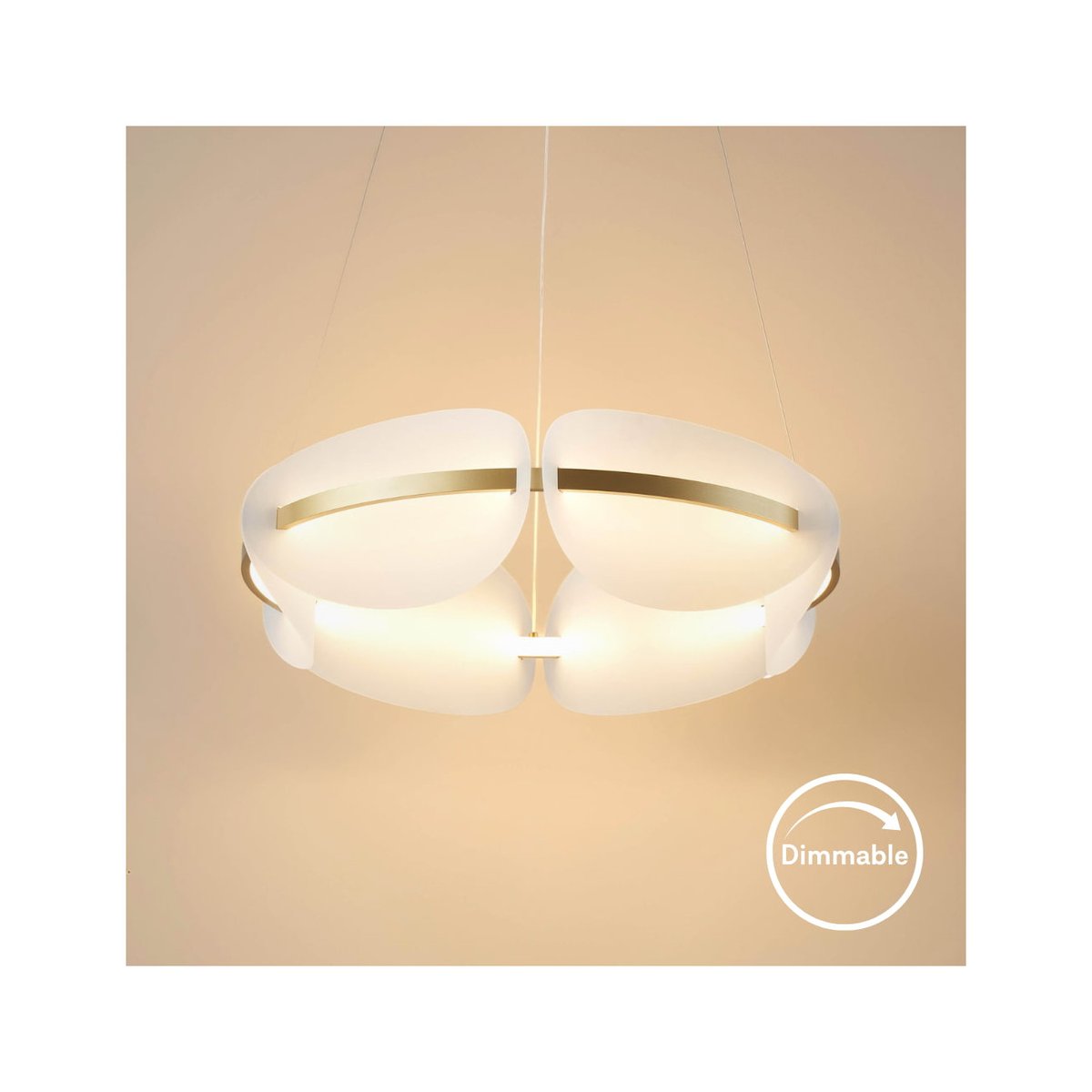 Suspension LED capsule galbée - CRISTALIA blanc et doré, KOSILUM