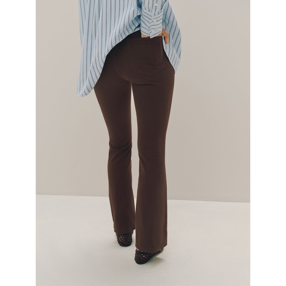 Legging évasé en jersey denim, lot de 2 noir/marron chocolat, NEXT