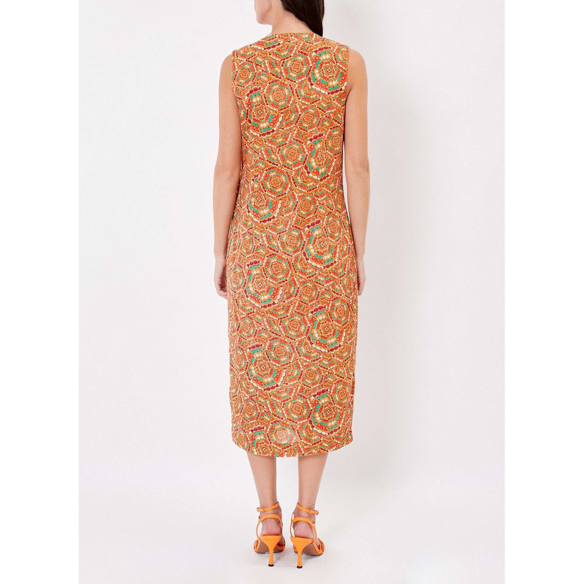 Robe midi imprimée voile de coton bio LALITA orange foncé lalita, LA FIANCÉE