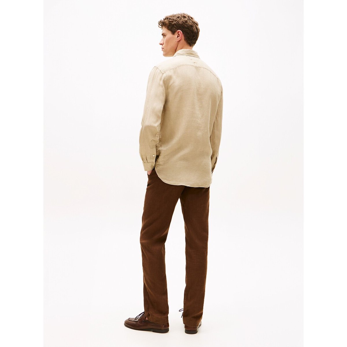 Hemd in linnen beige , TOMMY HILFIGER