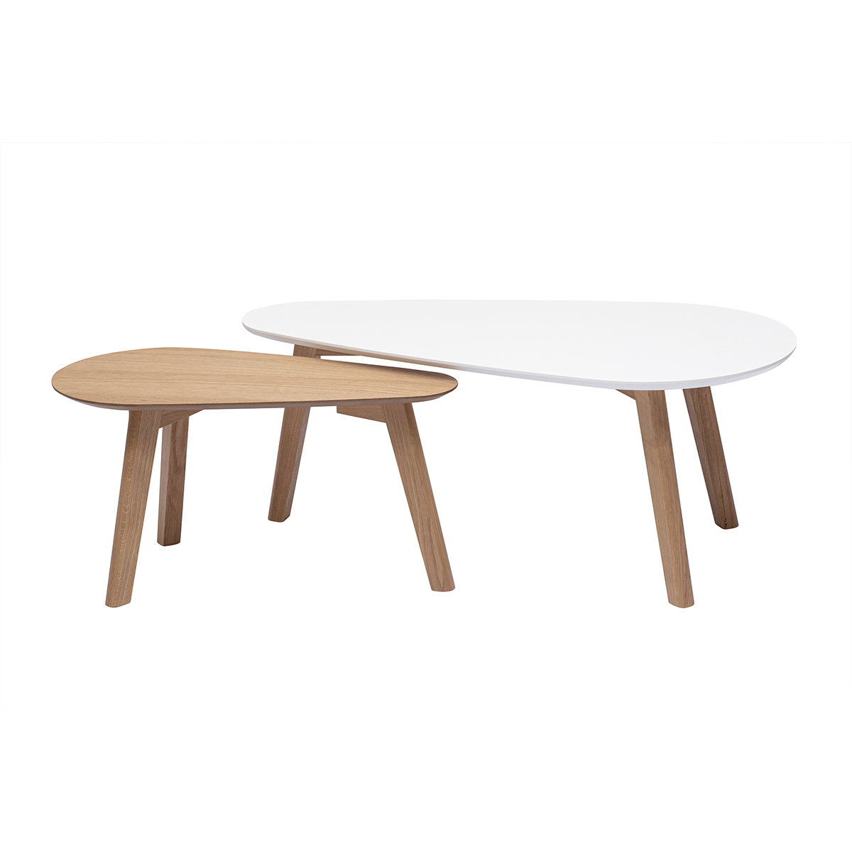 Tables basses gigognes scandinaves bois clair chêne et blanc (lot de 2) ARTIK chêne clair, MILIBOO