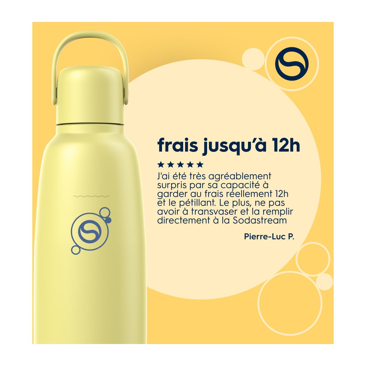 Bouteille isotherme Fizz & Go Cool jaune citron 0.9L couleur unique, SODASTREAM