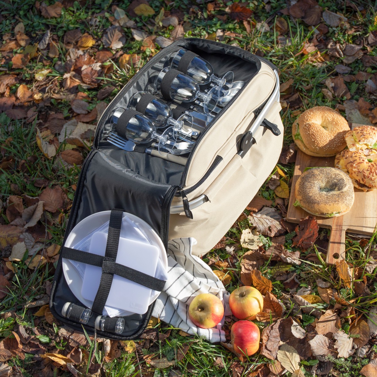 Panier pique-nique 4 personnes beige, LIVOO