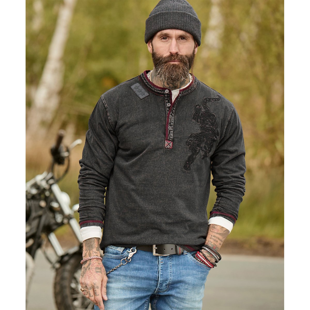 Henley Brodé Tigre gris, JOE BROWNS