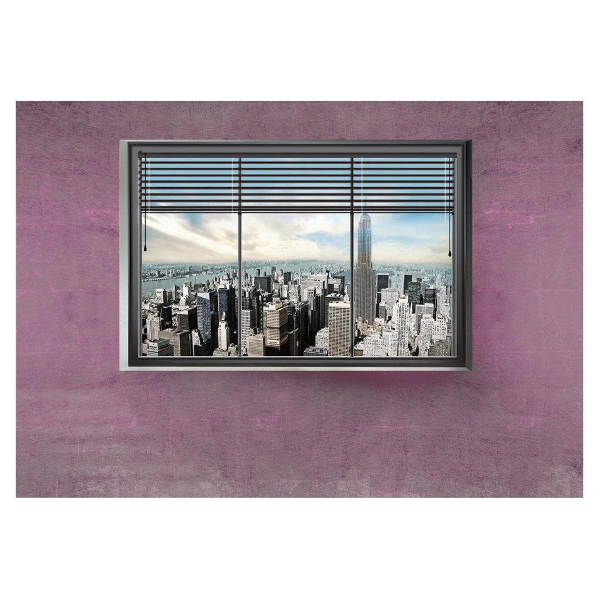 Papier peint intissé panoramique Ville et Architecture New York window II gris / argent, EDEN