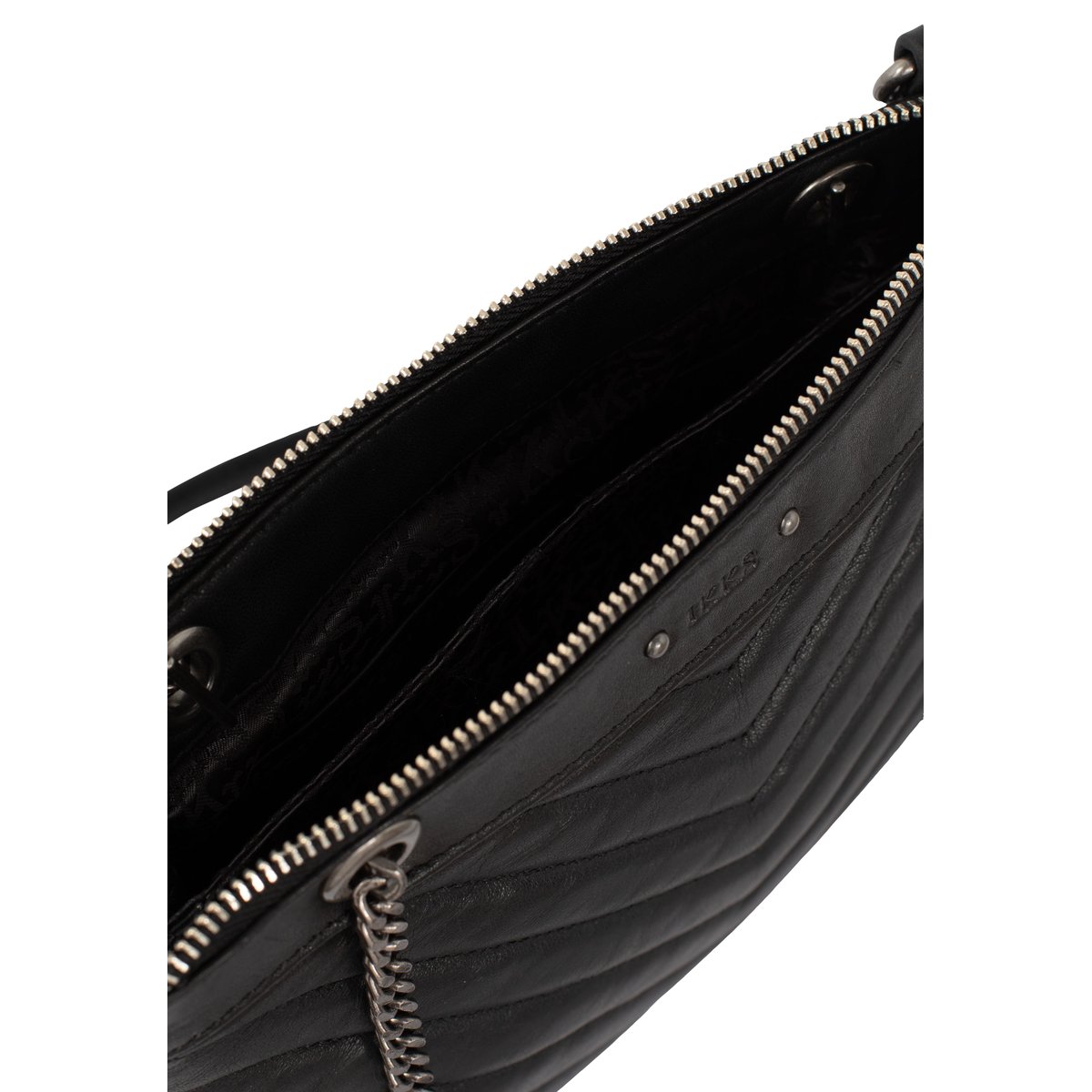 Sac à main double pochette en cuir matelassé 1440 REPORTER noir, IKKS