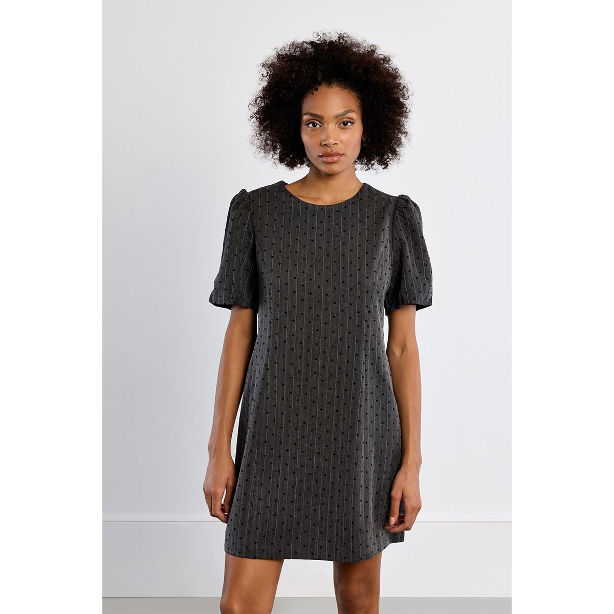 Robe mini rayée, à cœurs dark grey, LILI SIDONIO