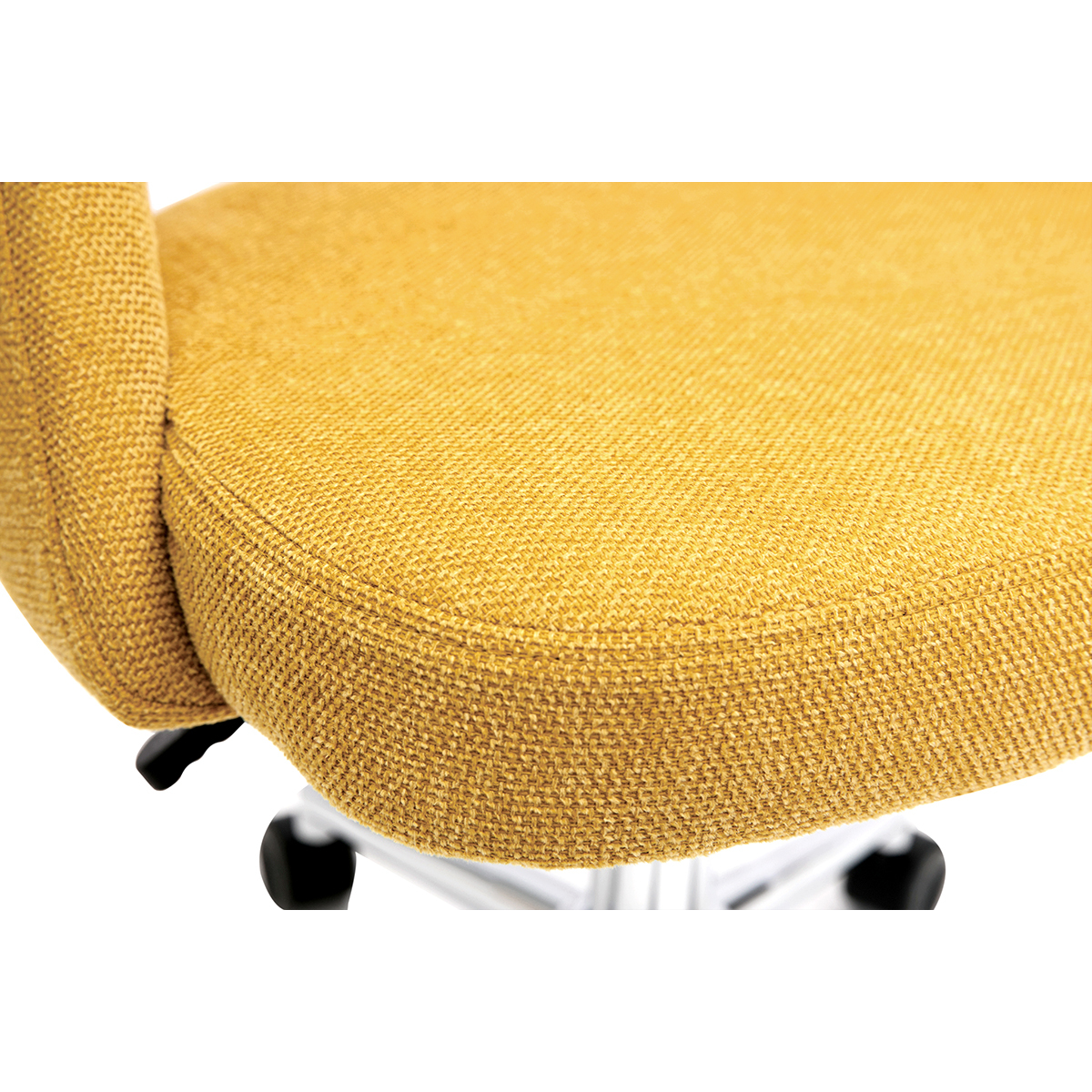 Chaise de bureau à roulettes en tissu effet velours texturé jaune moutarde et acier chromé COSETTE jaune, MILIBOO