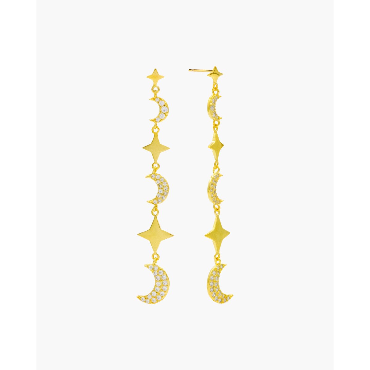 Longues boucles d'oreilles avec lunes et étoiles SHINY NIGHT dorado, THE-ARE