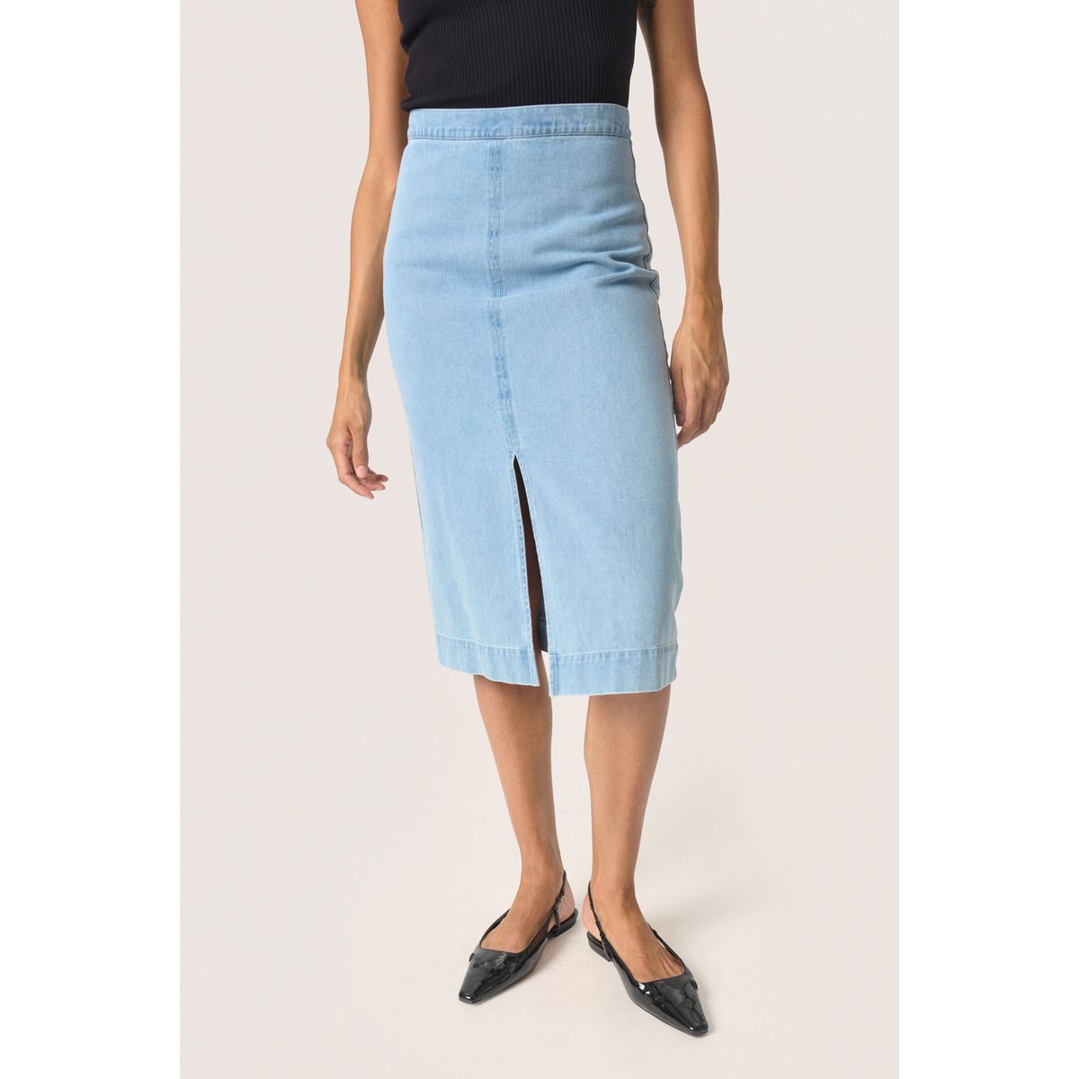 SOAKED IN LUXURY Jupe casual SLAnnabeth bleu light blue denim, SOAKED IN LUXURY