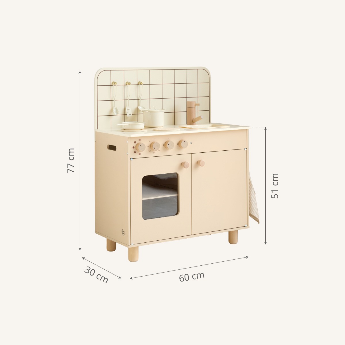 Cuisine en bois enfant «Biscuit» – 6 accessoires incl. BISCUIT beige, PETITE AMELIE