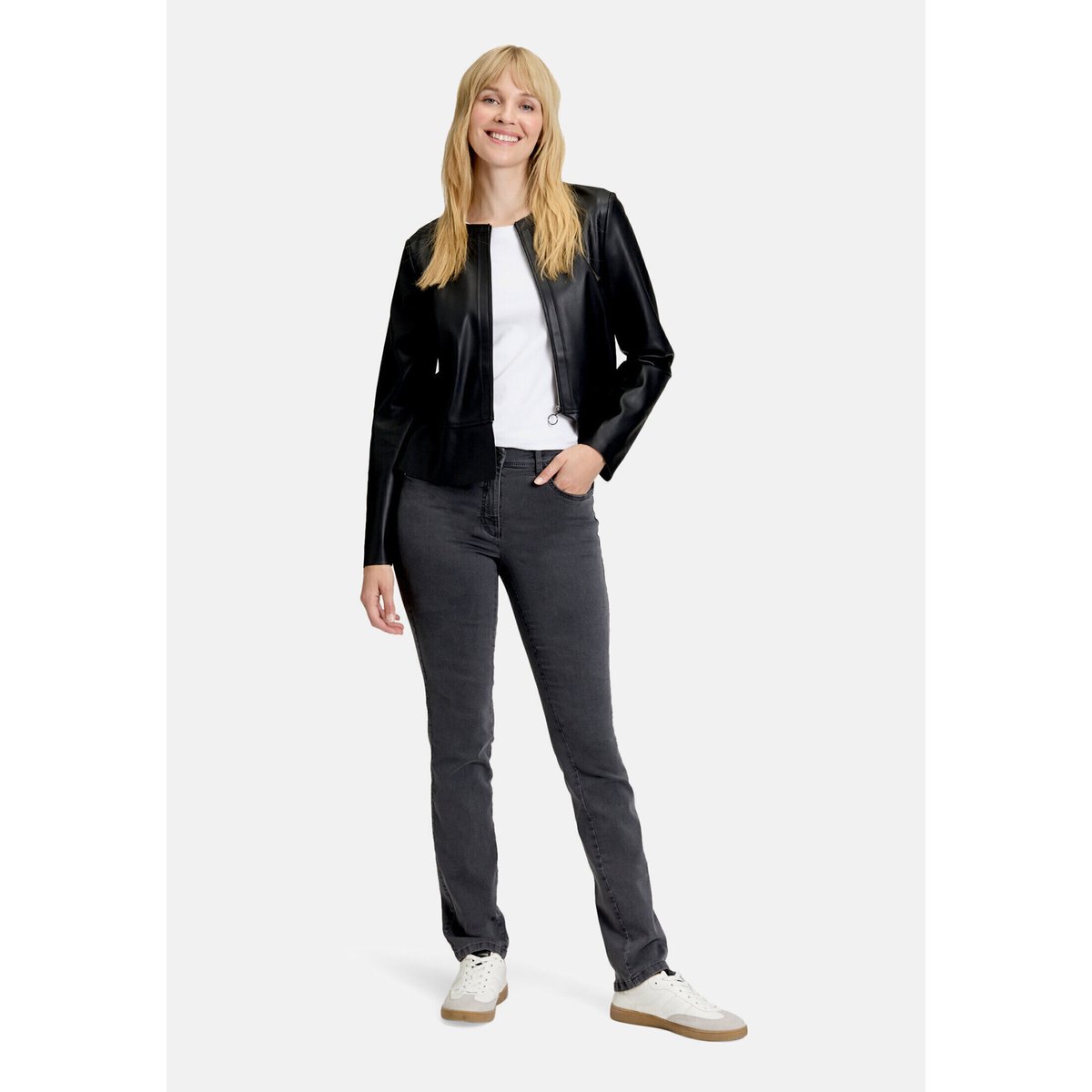 Pantalon stretch à taille élastique grey denim, BETTY BARCLAY