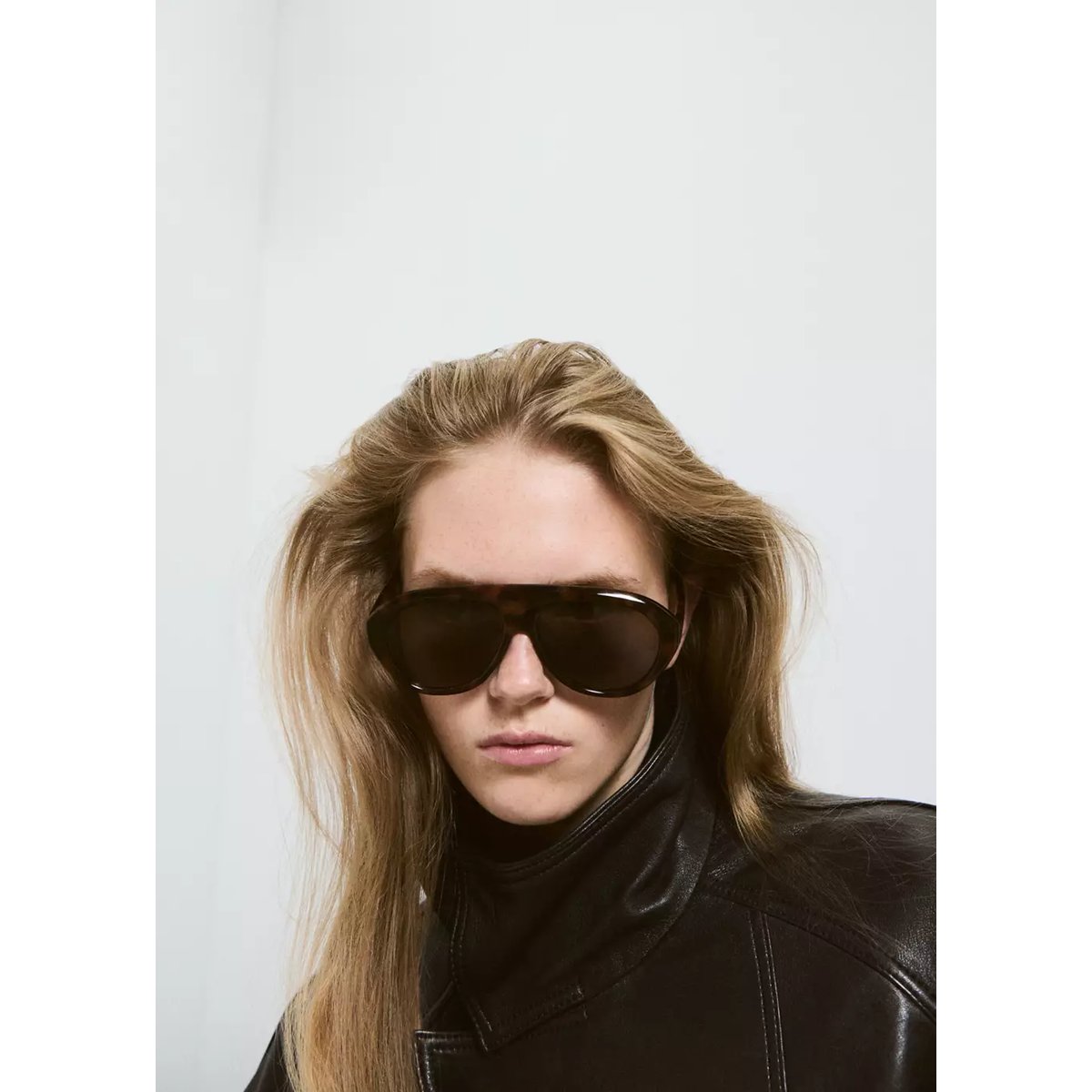 Veste oversize cuir poches chocolat, MANGO