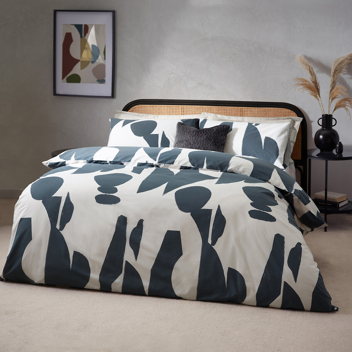 Meta Abstract Cotton Mix Duvet Cover and Pillowcase Set indigo dusk, HÖEM